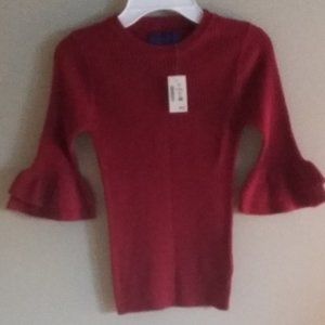 Aeropostale Rib-Knit Flounce Half Sleeves Sweater